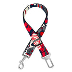 White Red Sugar Skull Pattern Print Dog Seat Belt