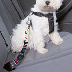White Red Sugar Skull Pattern Print Dog Seat Belt