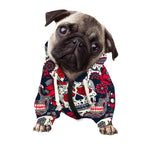 White Red Sugar Skull Pattern Print Dog Zip Up Hoodie