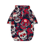 White Red Sugar Skull Pattern Print Dog Zip Up Hoodie