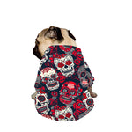 White Red Sugar Skull Pattern Print Dog Zip Up Jacket