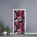 White Red Sugar Skull Pattern Print Door Sticker