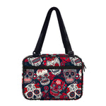 White Red Sugar Skull Pattern Print Double Strap Bible Bag