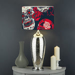 White Red Sugar Skull Pattern Print Drum Lamp Shade