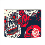White Red Sugar Skull Pattern Print Drum Lamp Shade