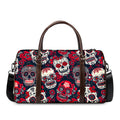 White Red Sugar Skull Pattern Print Duffel Bag