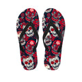 White Red Sugar Skull Pattern Print Flip Flops