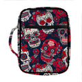 White Red Sugar Skull Pattern Print Front Pocket Bible Bag