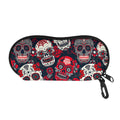 White Red Sugar Skull Pattern Print Glasses Case