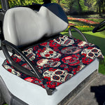White Red Sugar Skull Pattern Print Golf Cart Seat Cover
