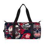 White Red Sugar Skull Pattern Print Gym Bag
