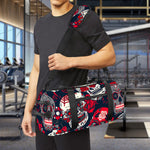 White Red Sugar Skull Pattern Print Gym Bag
