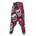 White Red Sugar Skull Pattern Print Hammer Pants