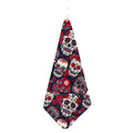 White Red Sugar Skull Pattern Print Hand Towel
