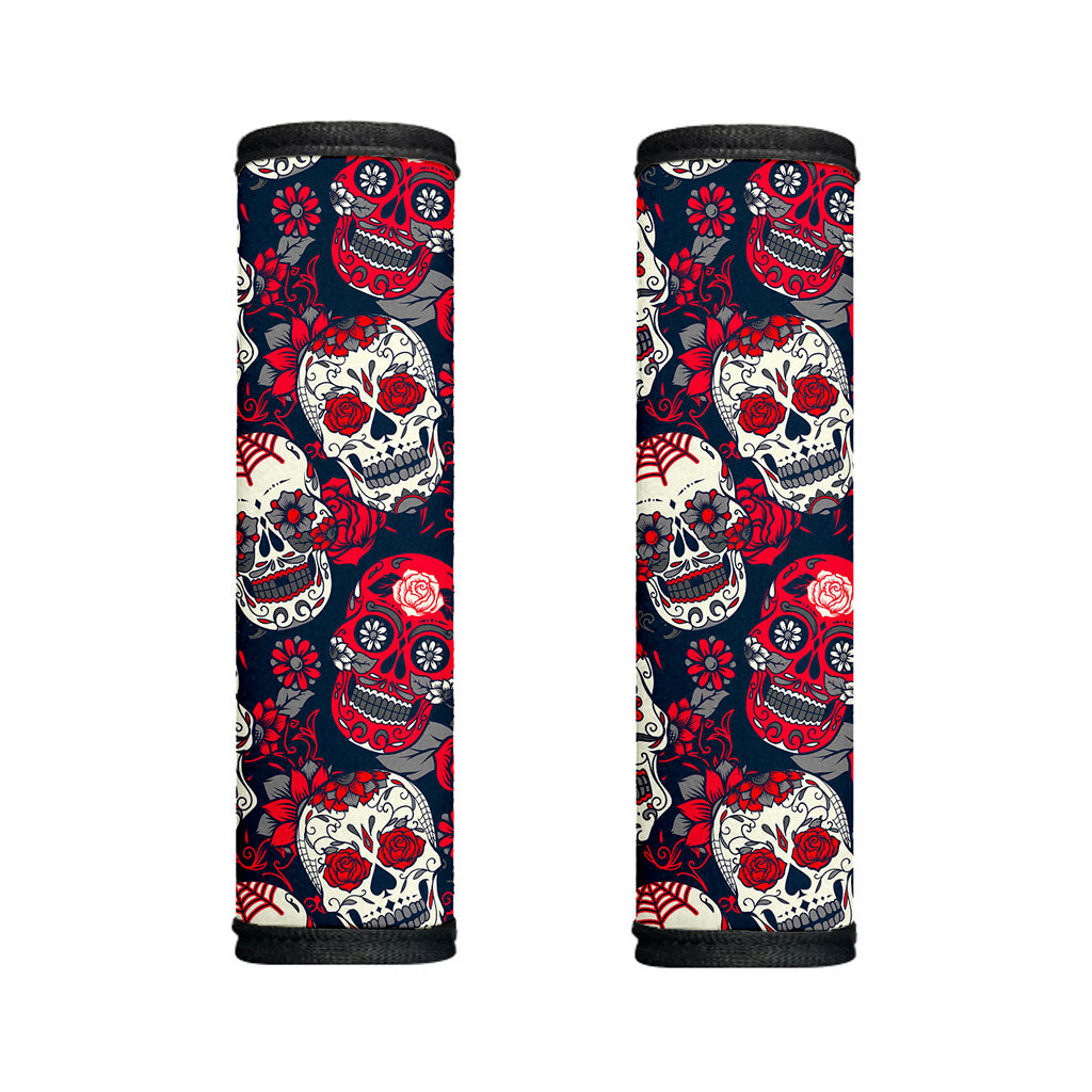 White Red Sugar Skull Pattern Print Handle Covers