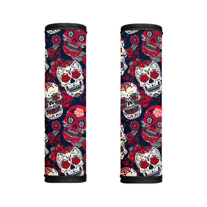 White Red Sugar Skull Pattern Print Handle Covers