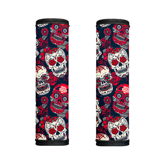 White Red Sugar Skull Pattern Print Handle Covers