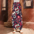 White Red Sugar Skull Pattern Print Harem Pants