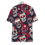 White Red Sugar Skull Pattern Print Hawaiian Shirt