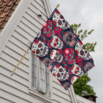 White Red Sugar Skull Pattern Print House Flag