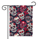 White Red Sugar Skull Pattern Print House Flag