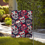 White Red Sugar Skull Pattern Print House Flag