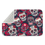 White Red Sugar Skull Pattern Print Indoor Door Mat