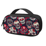 White Red Sugar Skull Pattern Print Insulin Cooler Travel Case