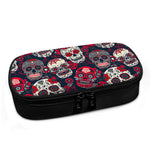 White Red Sugar Skull Pattern Print Insulin Cooler Travel Case