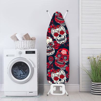 White Red Sugar Skull Pattern Print Ironing Board Cover