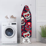White Red Sugar Skull Pattern Print Ironing Board Cover