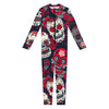 White Red Sugar Skull Pattern Print Jumpsuit