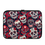 White Red Sugar Skull Pattern Print Laptop Sleeve