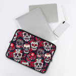 White Red Sugar Skull Pattern Print Laptop Sleeve