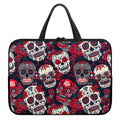 White Red Sugar Skull Pattern Print Laptop Sleeve With Handle
