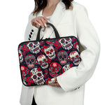 White Red Sugar Skull Pattern Print Laptop Sleeve With Handle