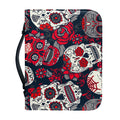 White Red Sugar Skull Pattern Print Leather Bible Cover