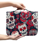 White Red Sugar Skull Pattern Print Leather Bible Cover