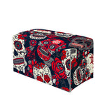 White Red Sugar Skull Pattern Print Leather Tissue Box Cover