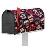 White Red Sugar Skull Pattern Print Mailbox Cover