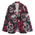 White Red Sugar Skull Pattern Print Men's Blazer