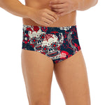 White Red Sugar Skull Pattern Print Men's Briefs
