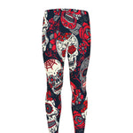 White Red Sugar Skull Pattern Print Men's leggings