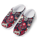 White Red Sugar Skull Pattern Print Mesh Casual Shoes