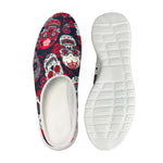 White Red Sugar Skull Pattern Print Mesh Casual Shoes