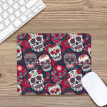 White Red Sugar Skull Pattern Print Mouse Pad