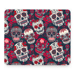 White Red Sugar Skull Pattern Print Mouse Pad