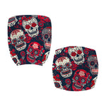 White Red Sugar Skull Pattern Print Office Chair Cover