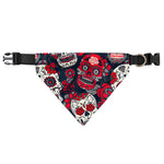 White Red Sugar Skull Pattern Print Over The Collar Dog Bandana