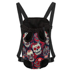 White Red Sugar Skull Pattern Print Pet Carrier Backpack